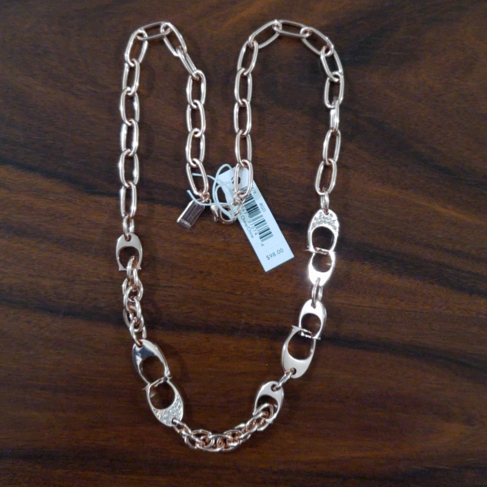 Coach Swarovski C's necklace in Rose Gold